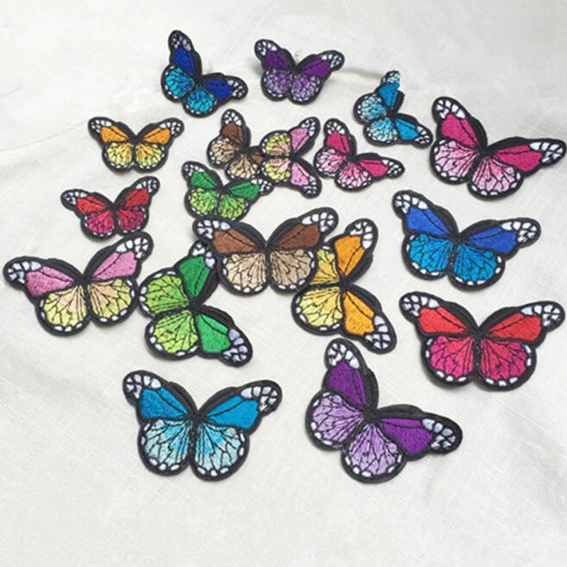 10Pcs Embroidery butterfly patches for clothing Iron on patch appliques stickers fabric DIY Accessories