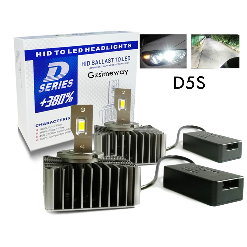 2Pcs Car Headlight D5S LED CanBus D3S D2S D2R D4S D4R D1S D8S No Error HID Auto Bulb to 6000K White LED Lamp Conversion Kit