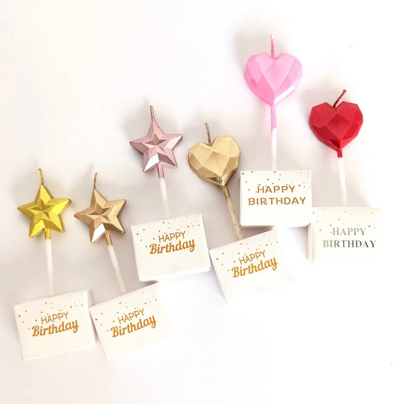 

Heart Star Candle Cake Topper Smokeless Wedding Decoration Creative Kids Baby Shower Wedding Happy Baby Birthday Party Supplies