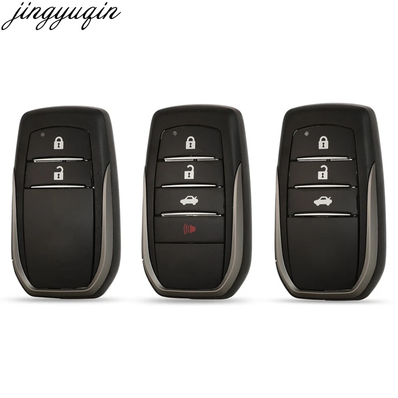 Jingyuqin Remote Car Key Shell For Toyota Camry Crown Prado Rav4 Highlander Fortuner 2/3/4B Smart Keyless Entry Fob