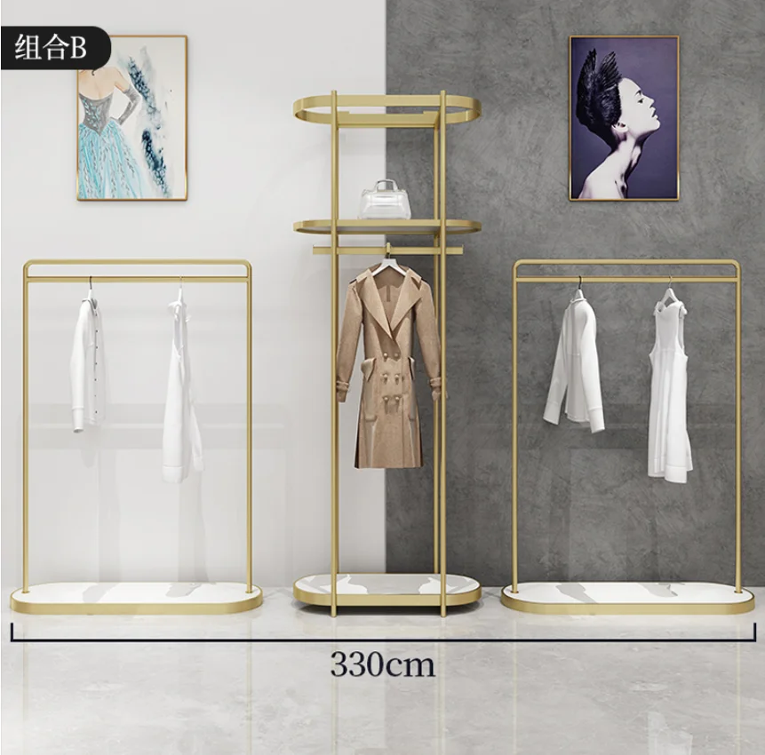 

Напольная витрина для магазина женской одежды, железная вешалка знаменитостей, нано-золотая железная вешалка, полки для интернет-магазина, модное решение для розничной торговли