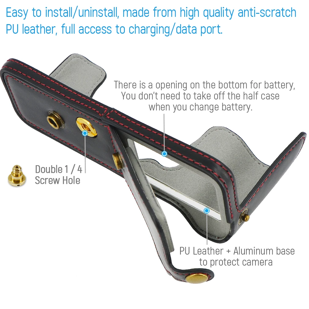 بو الجلود كاميرا رقمية غطاء حقيبة مع حزام لنيكون Zfc/ZFC
