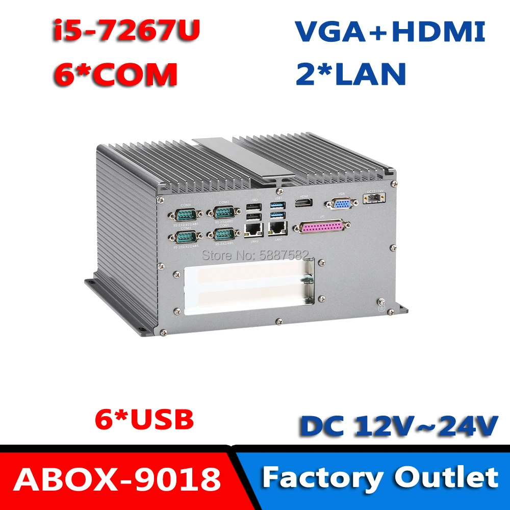 

ABOX-9018 with i5-7267U CPU 2 PCI 6COM Fanless Embedded Box PC