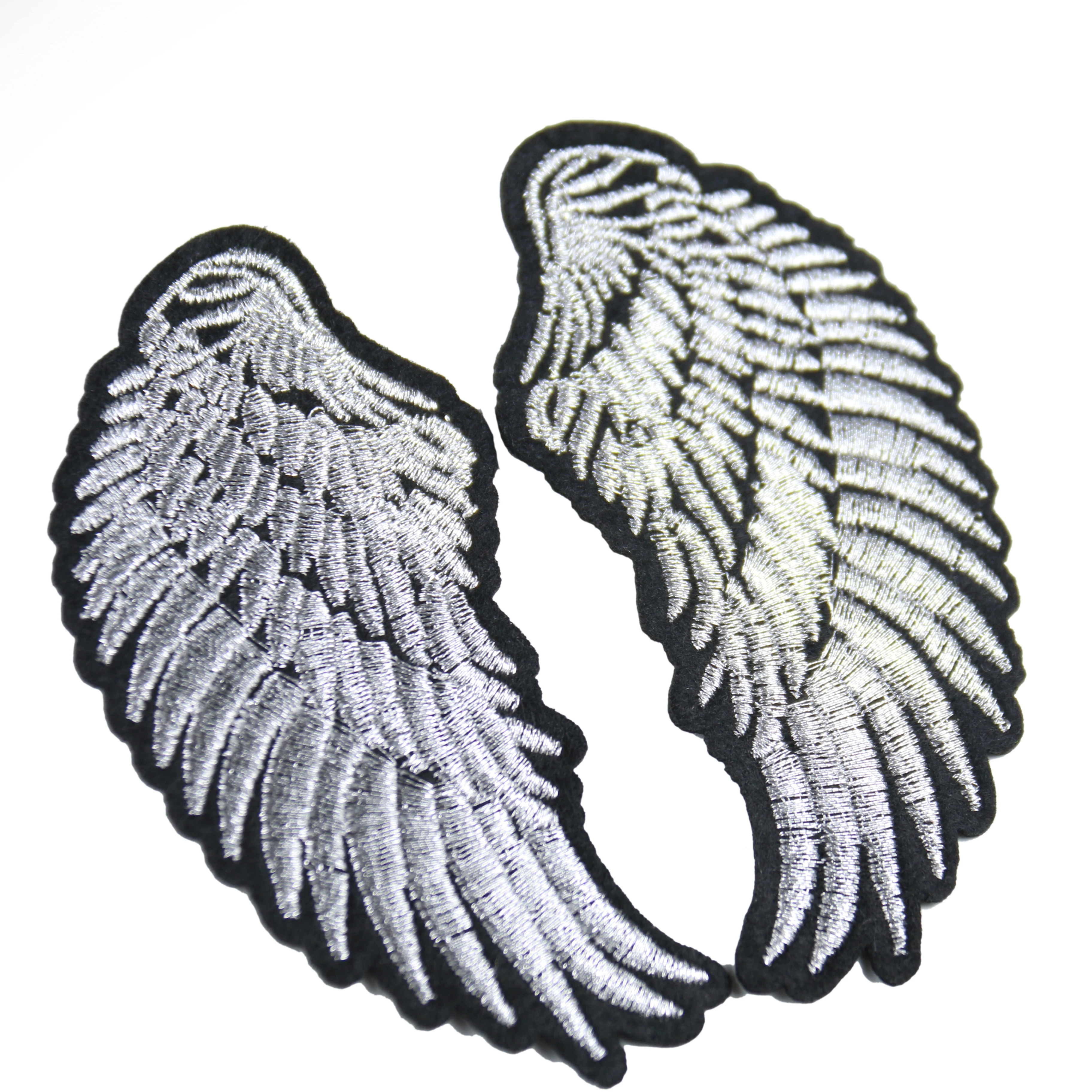 Silver Angels Patch for Kids Clothes, Iron on Embroidered Patch, DIY Angel Wings Patches, 1 Pair