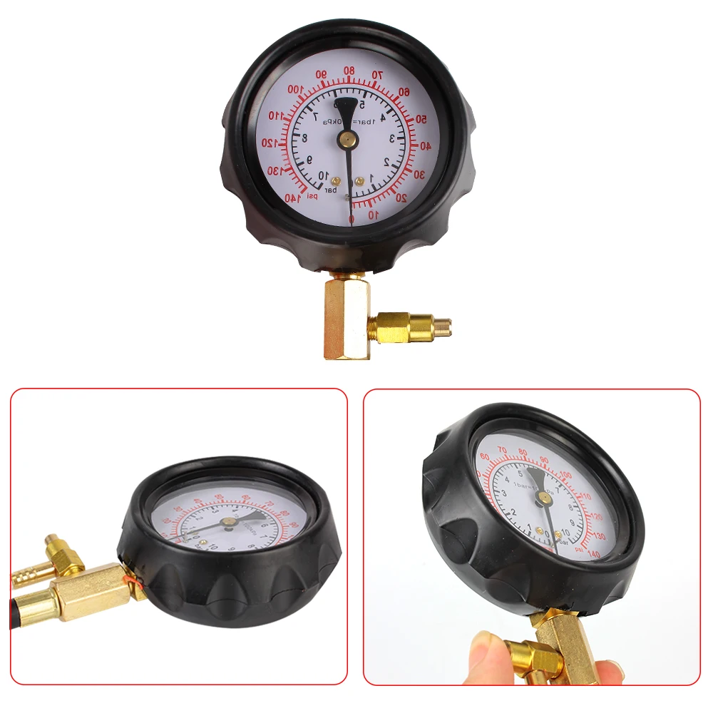 

Car Test Set Auto Diagnostics Tools 0~140psi 0~10bar TU-114 Fuel Pressure Gauge For Fuel Injection Pump Tester Quick Coupling