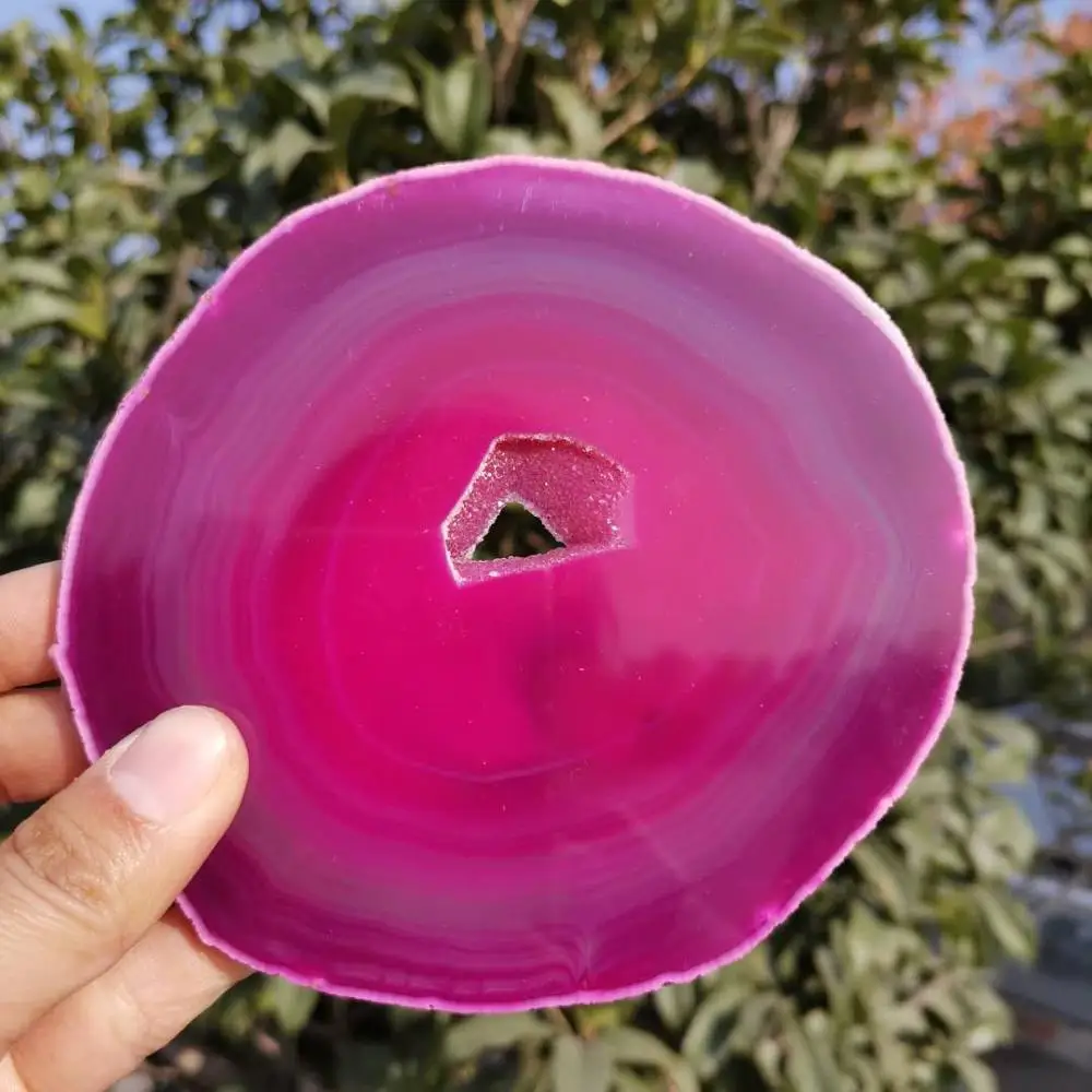 120-130mm Natural agate slice dyed agate stone slices Polished agate coasters+display holder