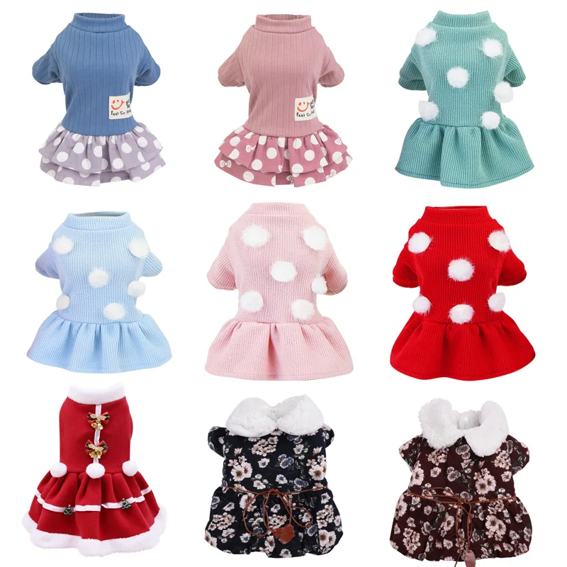 Dog Clothes Dog Cat Dress Coat Puppy Dog Clothing Teddy Poodle Clothes for Dogs Small Chihuahua Pet Christmas Party Skirt