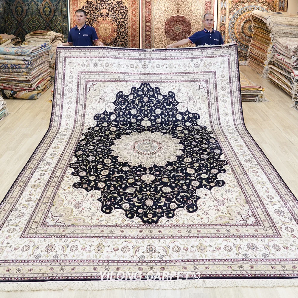 9'x12' Antique Classic Persian Rug Large Medallion Vantage Chinese Silk Carpet (YJH275B)