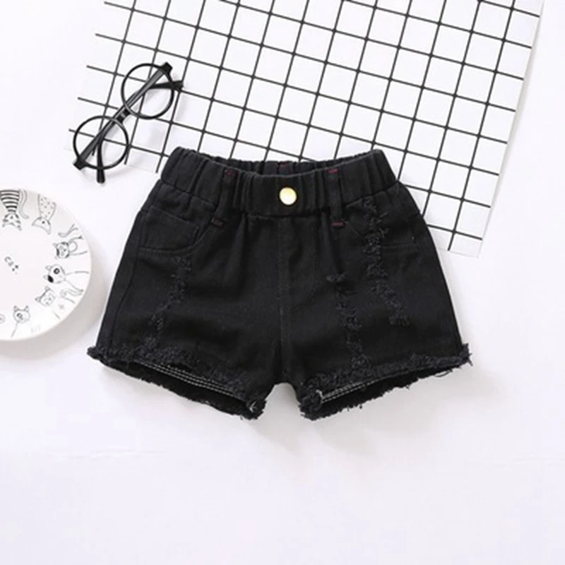 Summer Kids Shorts for Girls Korean Style Children Cotton White Black Powder Hot Short Pants Fashion Girl Clothes Size 120-170