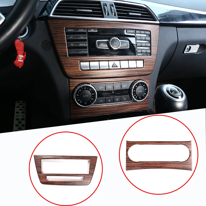 Pine Wood Grain Interior Air Conditioning Switch Panel Frame Stickers For Mercedes Benz C Class W204 2011-2014 Accessories