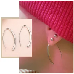 Simple Line Dangle Earrings for Women, Minimalist Anti Allergy Stainless Steel Lady Ear Accessory,Party OL Wear Jewelry