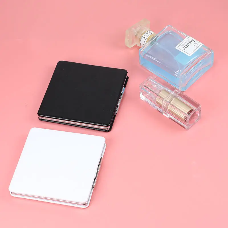 Mini Makeup Mirror Magnifying Folding Mirror 2-sides Portable Travel Solid Round Square PU Compact Mirror Handheld Simple Design