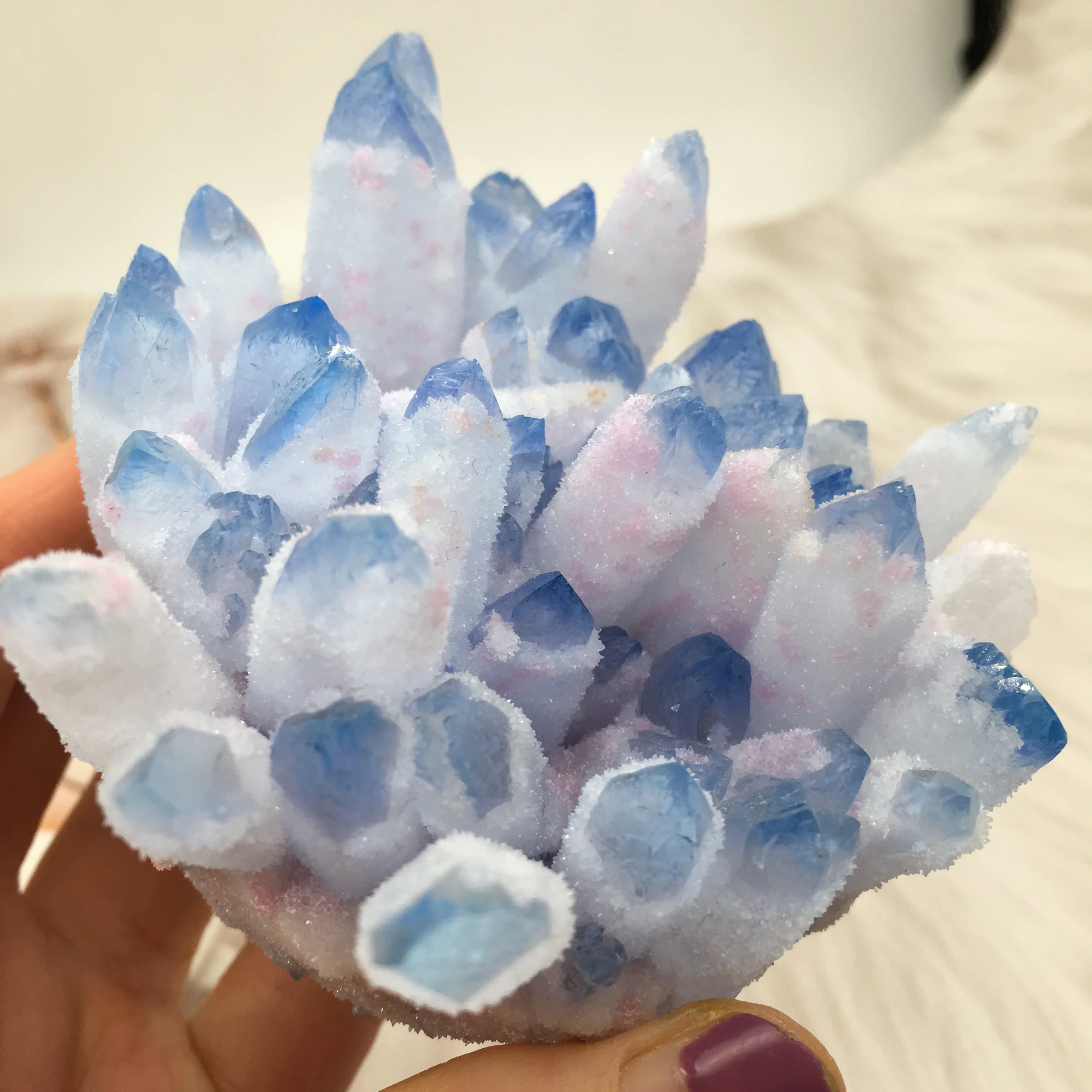 Natural Blue Ghost Transparent Crystal Cluster Stone Ore Demagnetization Stone Purification Healing Energy Stone Decoration