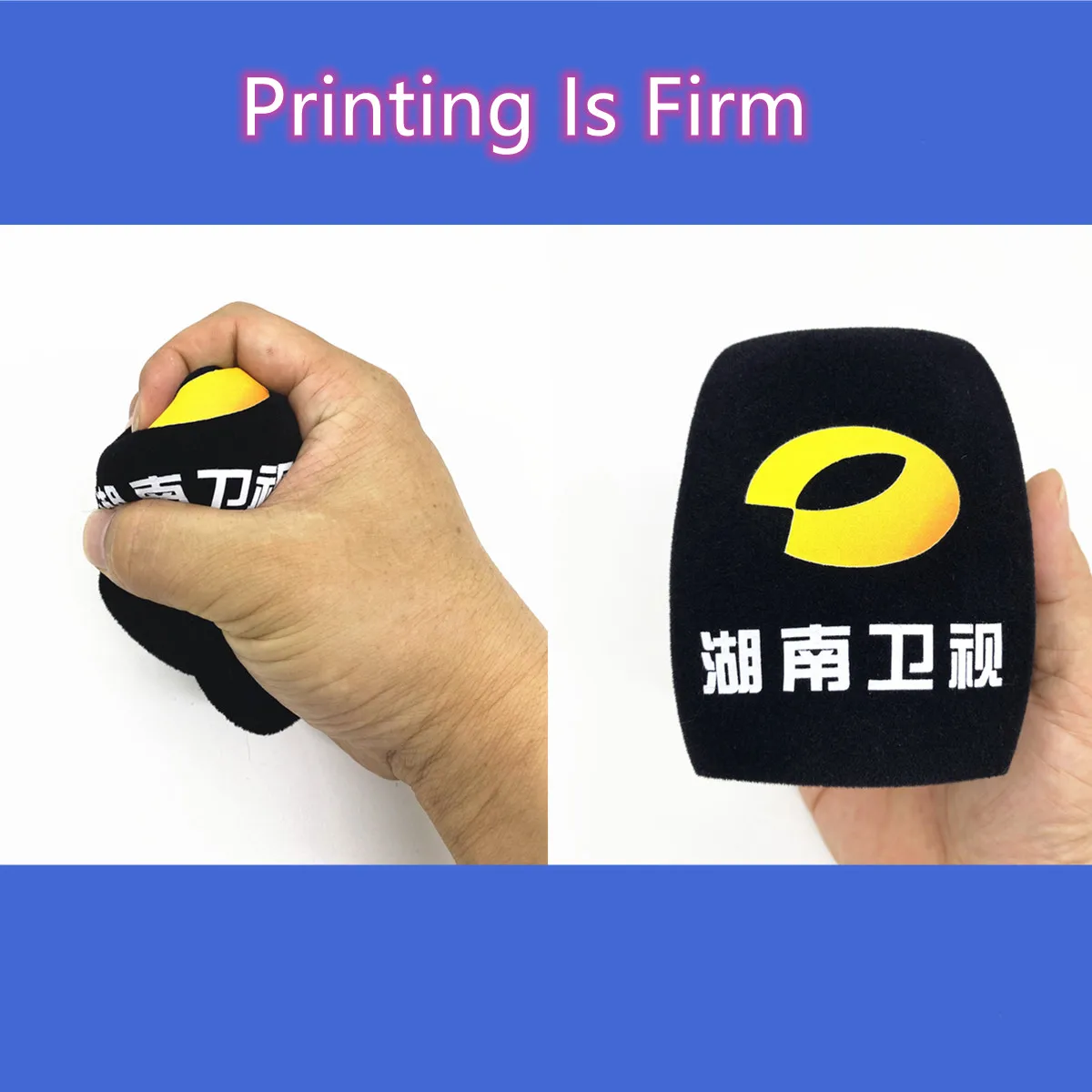 Flocking Mic Sponge Printing Covers Customized Microphone Windshield Logo Foam Windscreen For TV Stations Reporters Interview