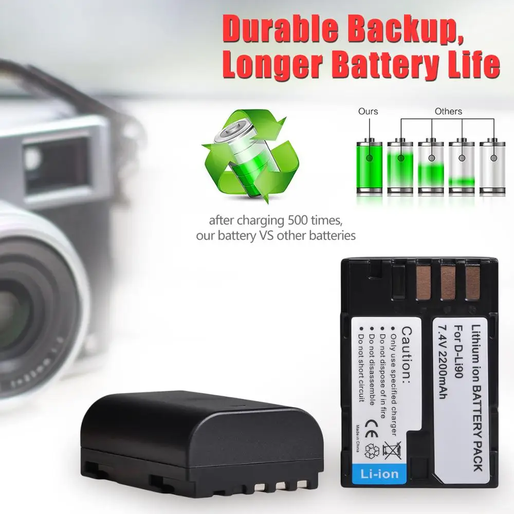 2200mAh D-Li90 DLi90 akumulator litowo-jonowy do zdjęć PENTAX 645 645D 645Z K-1 K-01 K-3 K-5 K-5D K-5IIs K-7 K-7D K1 K01 K3 K5 K5D II 2