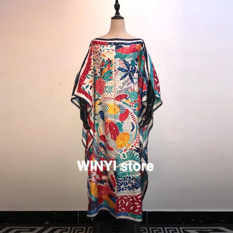 Dashiki-vestido estampado bohemio para mujer, Hijab suelto, elegante, musulmán, Abaya, Bazin, bata, Broder Riche, Sexy, maxi, para fiesta y playa