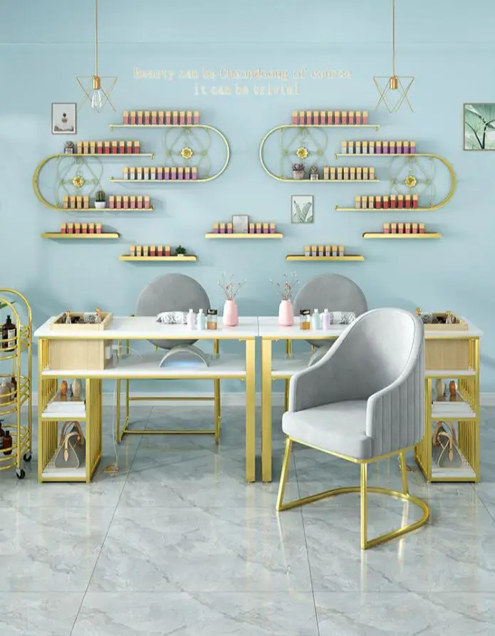 Manicure table and chair set combination single double net red shop multi function nail table with drawer socket double deck