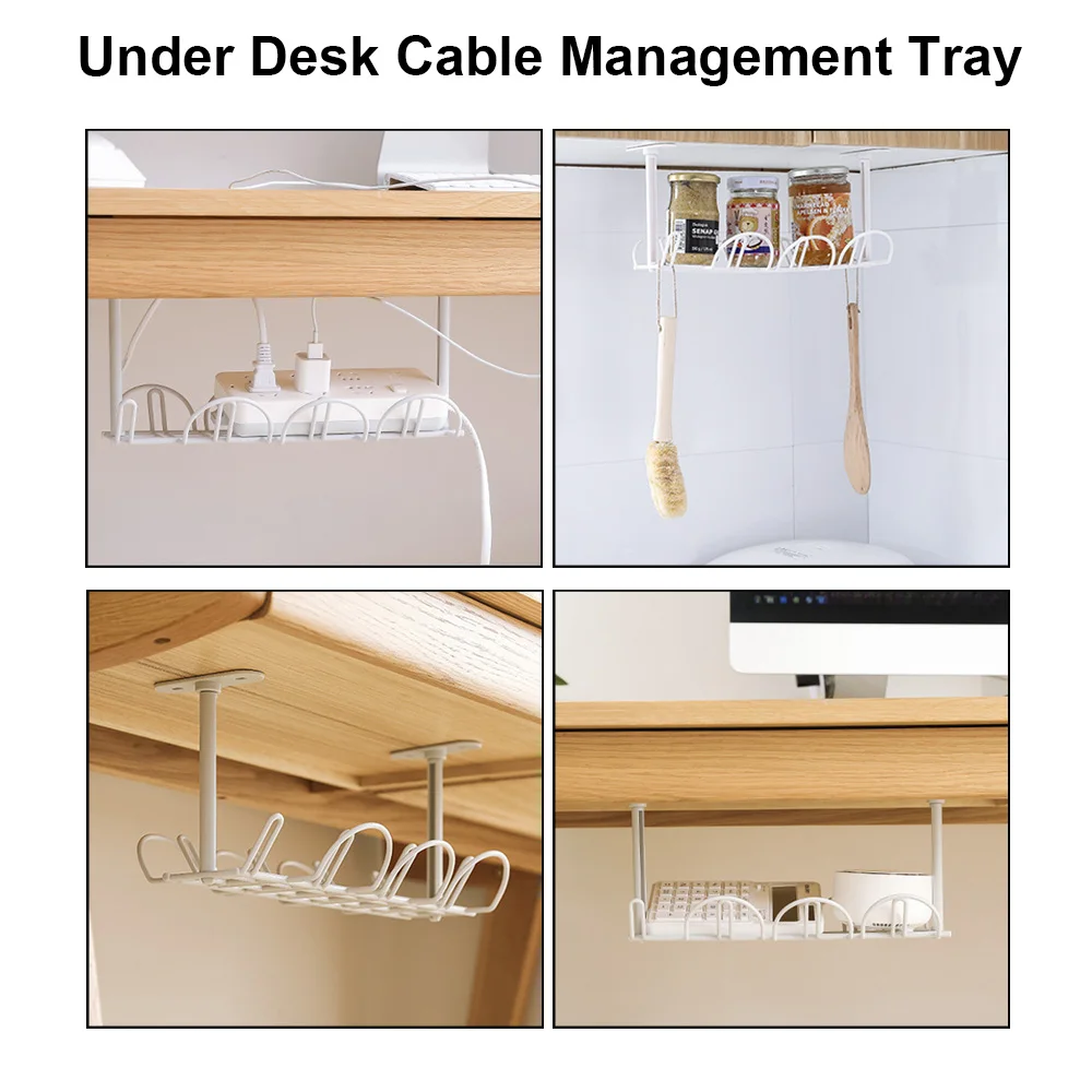 Wire Cord Power Strip Organizer Shelf Under Desk Cable Management Tray Strong Hanging Socket Storage Rack Adhesive