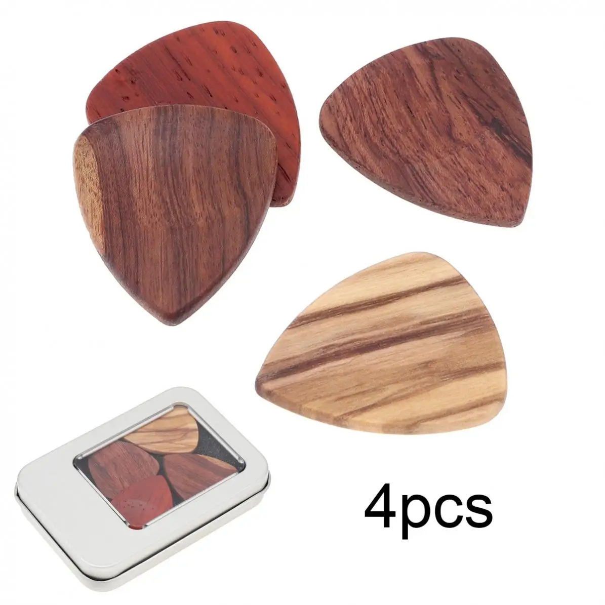 

4Pcs Wood Material Guitar Picks Plectrum String Instrument Accessories for Acoustic Bass Electric Guitars Ukulele