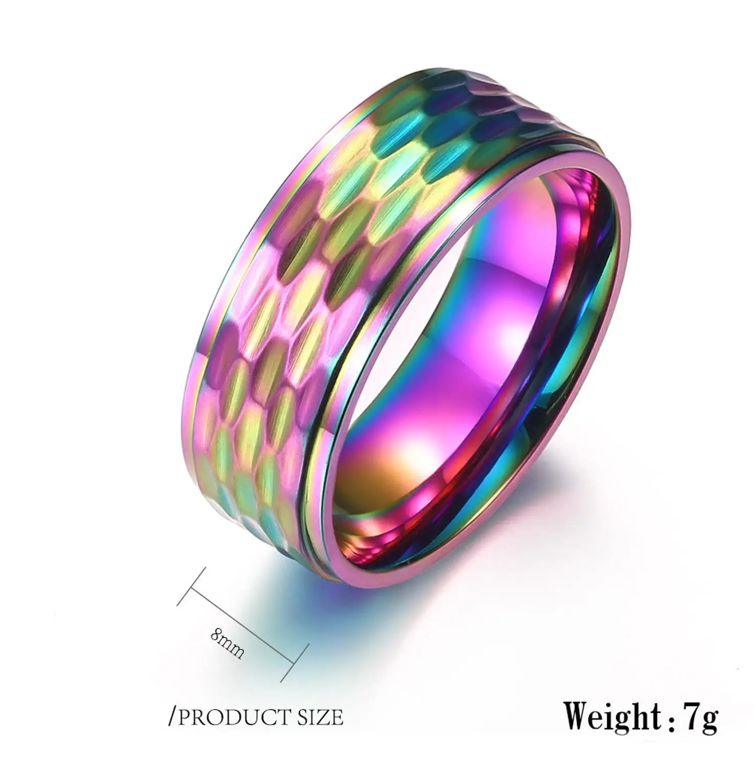 Trendy honeycomb Men Rings Simple Multicolor Stainless Steel Brushed Matte finish Wedding Ring Jewelry