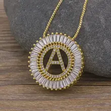 Initials CZ Pendant Necklace Women #3