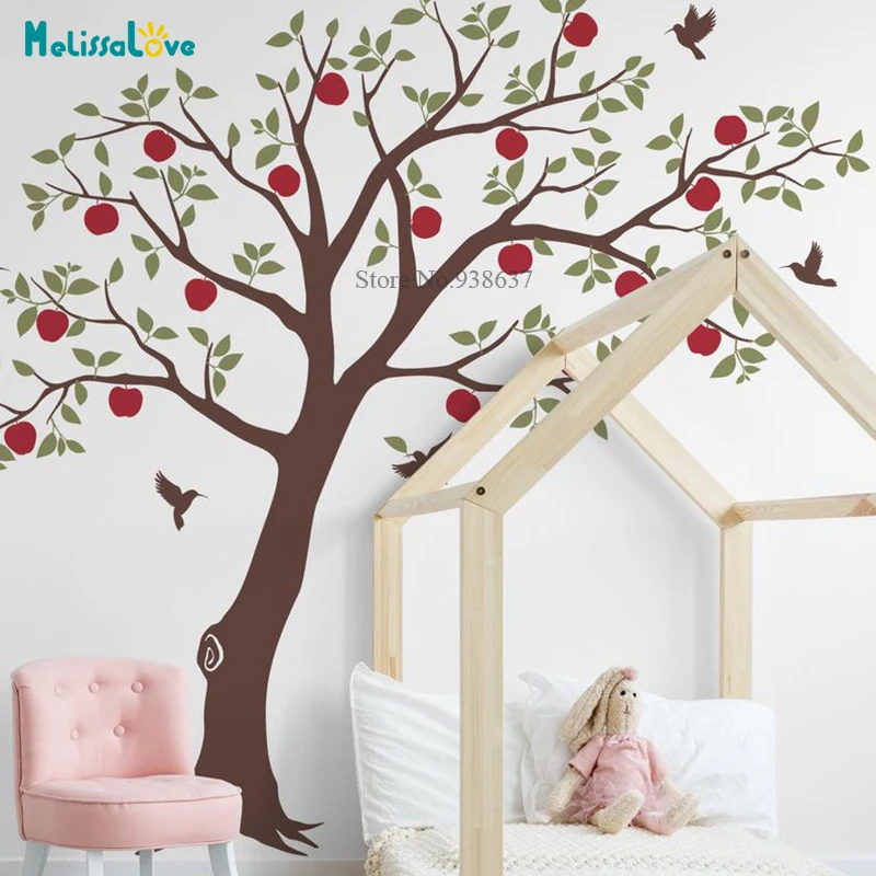 

Apple Tree with Hummingbirds Wall Decal Home Kids Room Decoration Living Room Nursery Vinyl Sticker Murals BB753