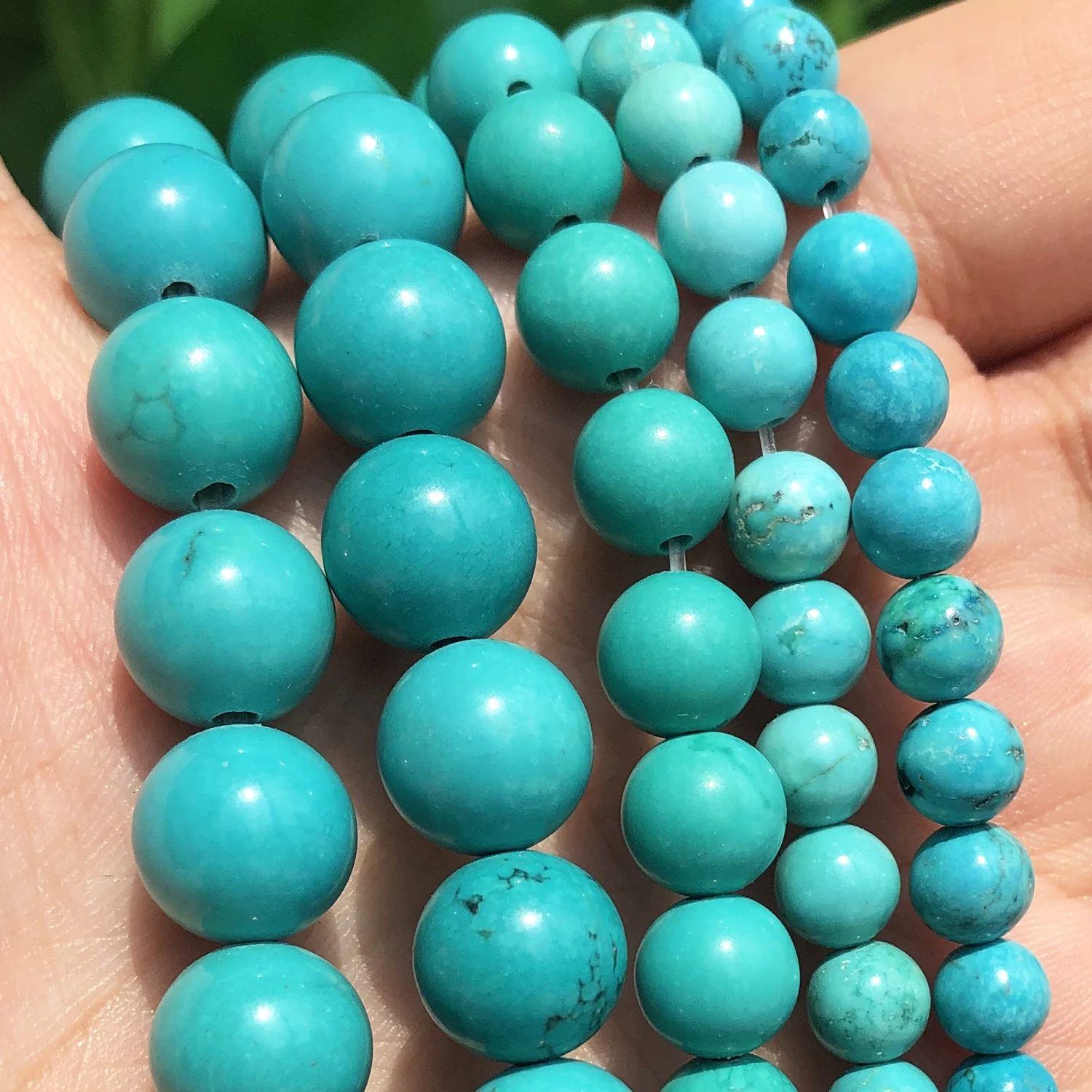 

Natural Blue Turquoises Stone Round Loose Spacer Beads for Jewelry Making 4-12mm Round Beads DIY Bracelet Accessories 15''