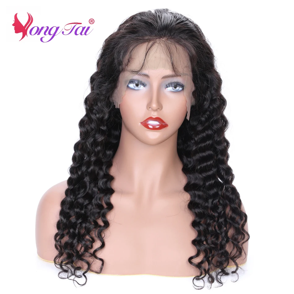 YuYongtai Malaysian Hair Deep Wave Transparent T Part Lace Wigs For Women Human Hair Pre Plucked Promo Free Shipping From China