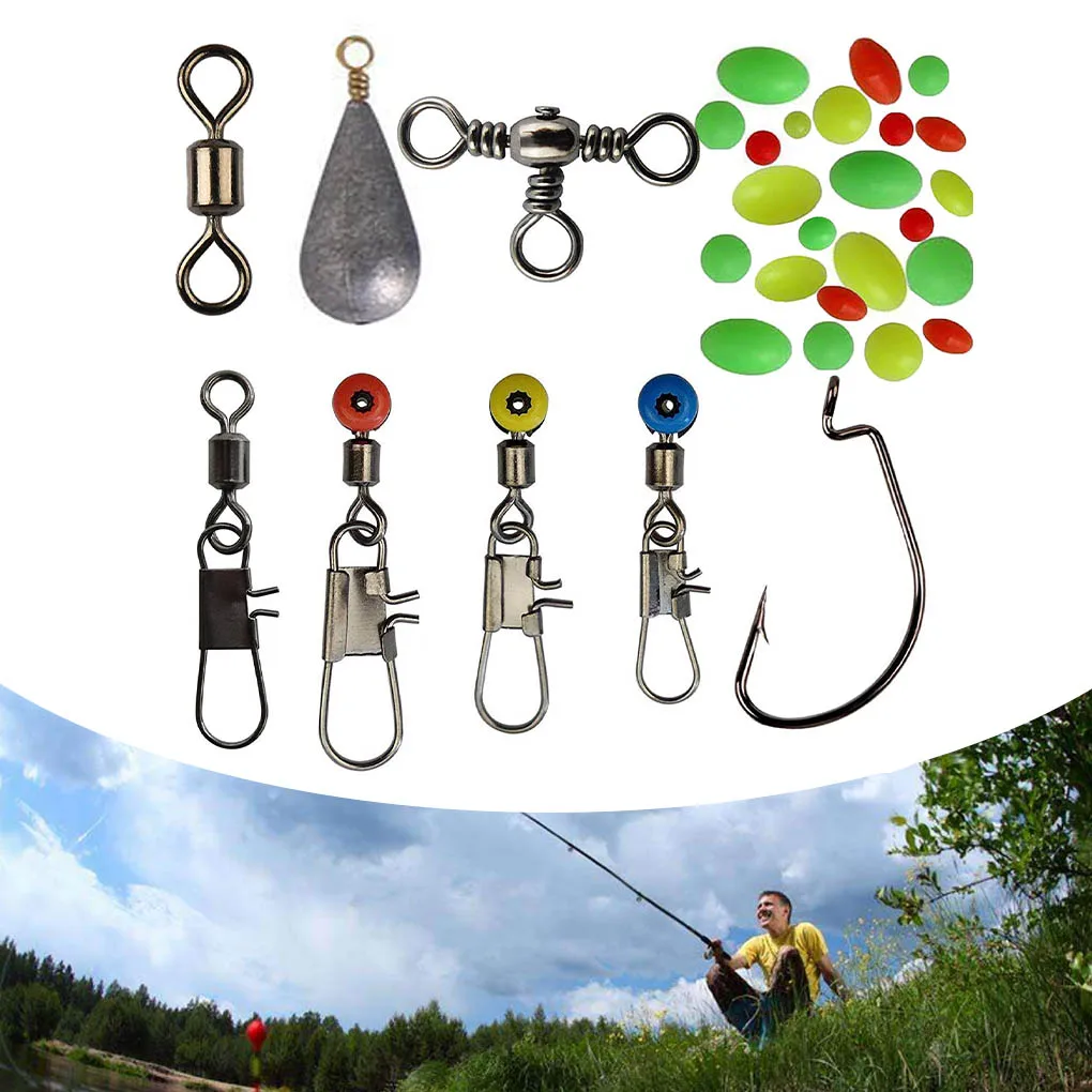 Fishing Tackles Set Professional Replacement Fittings Swivels Snaps Sliders Jig Accessory Angling Kit Accessories