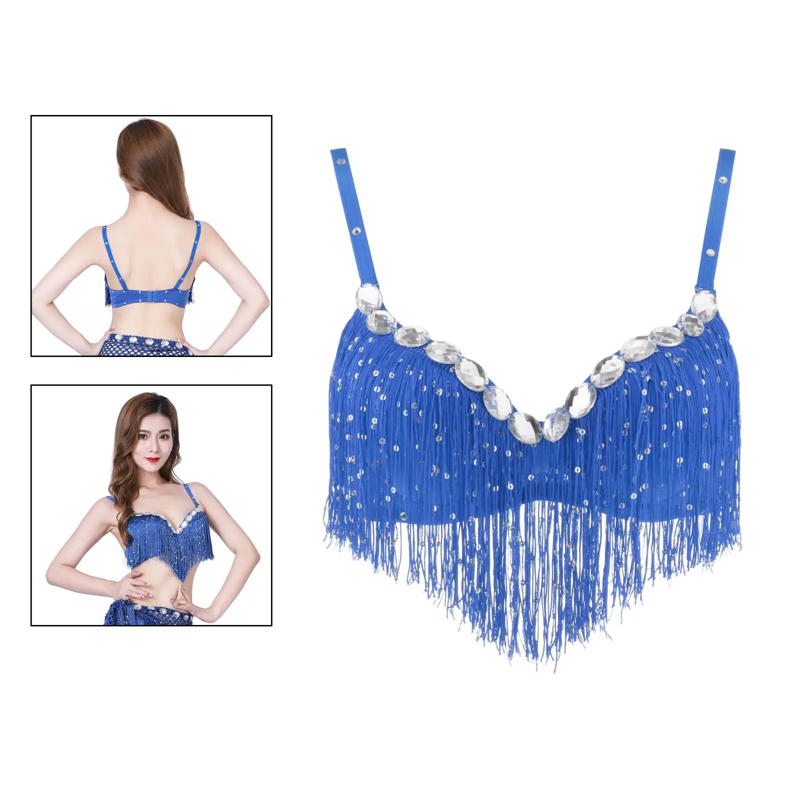 Costume da danza del ventre da donna reggiseni con paillettes Top con frange nappa Party Festival Club Wear reggiseni