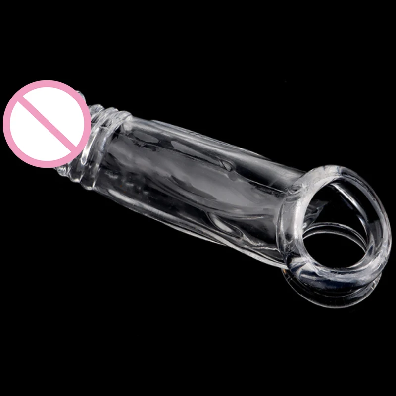 Highly Elastic Crystal Condom Reusable Penis Extender Sleeve Delay Ejaculation Penis Enlargement Intimate Goods Sex Toys For Men