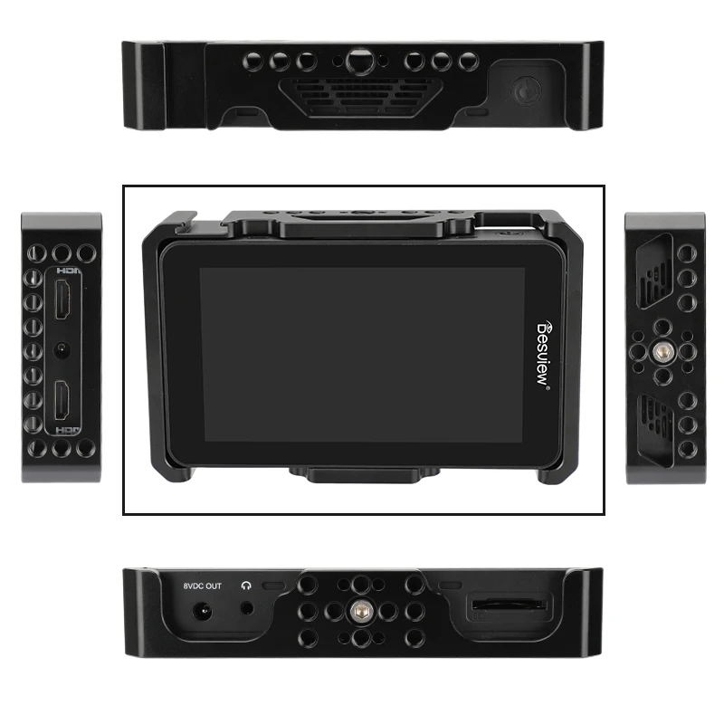 KIMRIG Destview R6 UHB 5,5 inch 2800nit 4K monitor beschermende kooiset exclusief gebruik met 1/4" montagepunten en schoenmontage