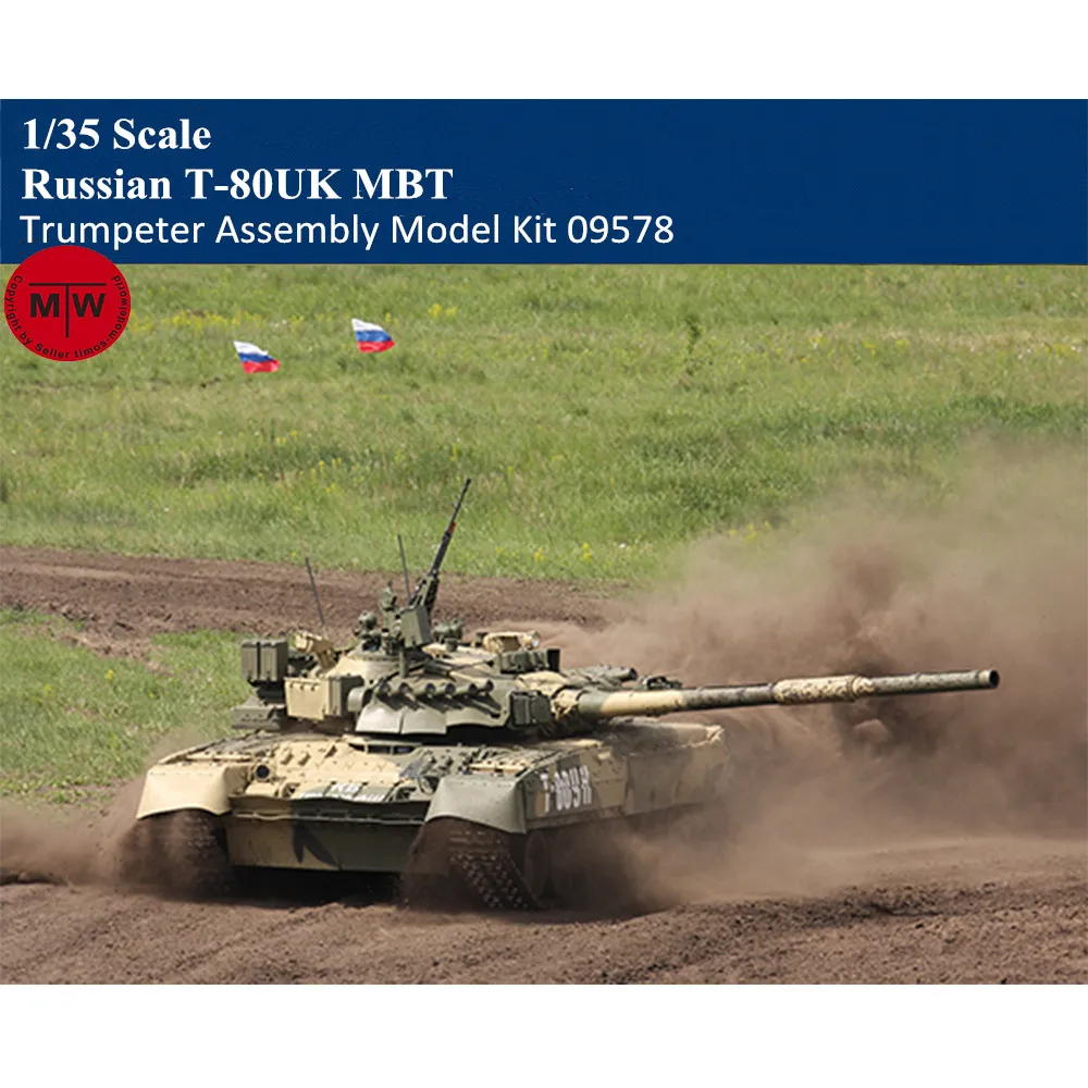 

Trumpeter 09578 1/35 Scale Russian T-80UK MBT Main Battle Tank Military Plastic Assembly Model Kits