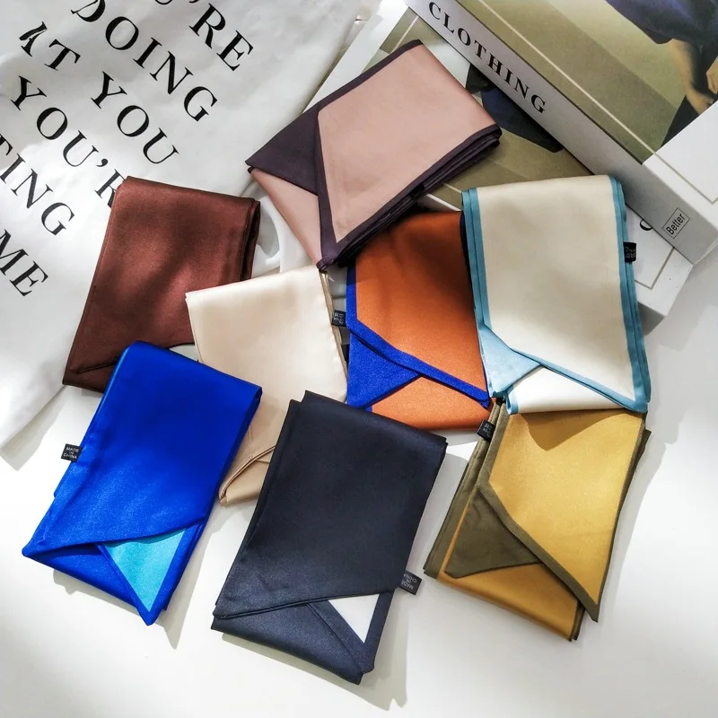 2020 New Two-Color Dual-Use Bag Handle Small Ribbon Women Twill Silk Scarf Women Creative Fashion women skinny scarf women