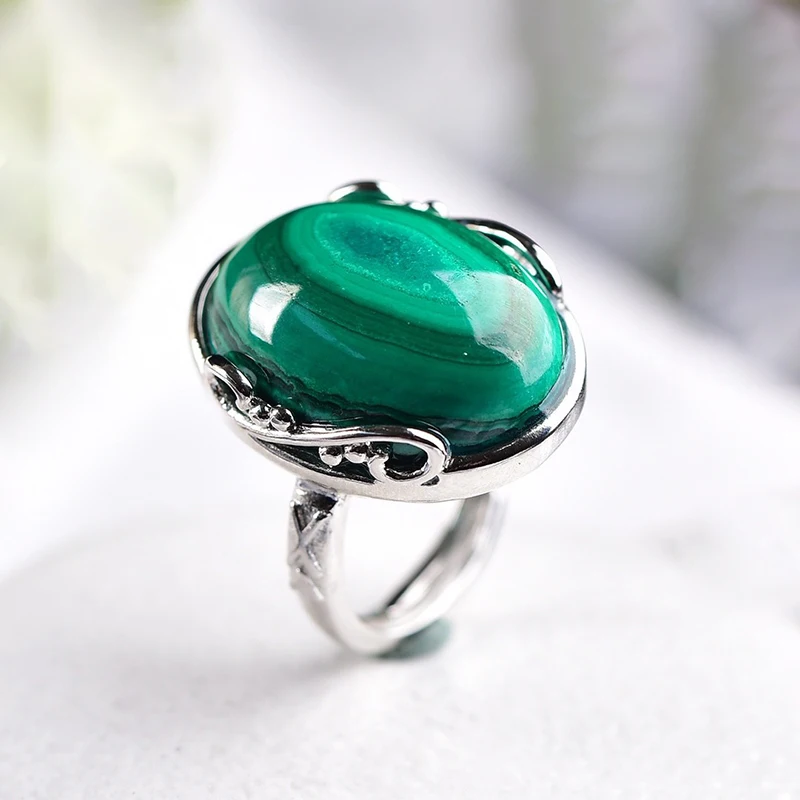 Fine Malachite Natural stone Ring Stone Ring Beautiful Simple Women Men Gift Elegance Fashion Crystal Ring Jewelry Wholesale