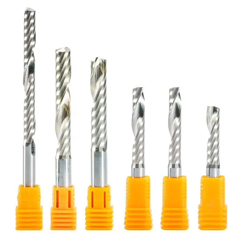 Imagem -02 - Única Flauta Espiral Roteador Bits Pvc Madeira Acrílico Plástico Mdf Cnc Fresa Uma Flauta Fresas Peças 3.175 mm mm mm mm
