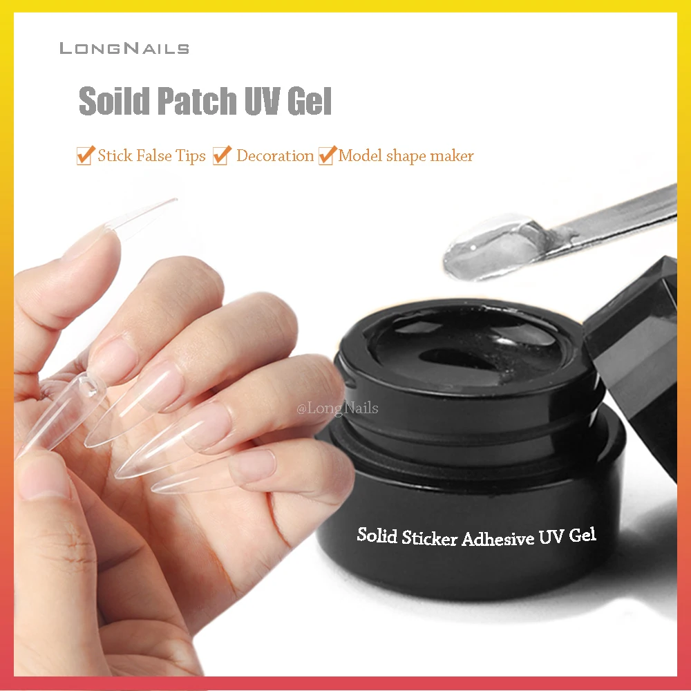 2023 Easy Stick Solid Nail Patch Gel Gummy Adhesive Bond UV Glue No-Flowing Modelling Stick Tips Clear Solid Nail Art UV Gel 5ml