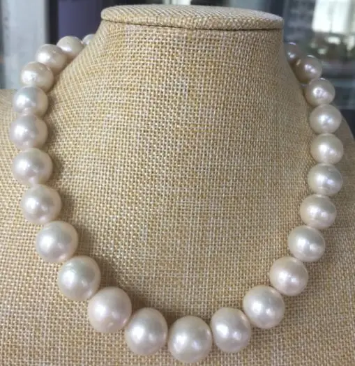 

elegant huge 12-14mm freshwater natural pink pearl necklace 18inch 925silver