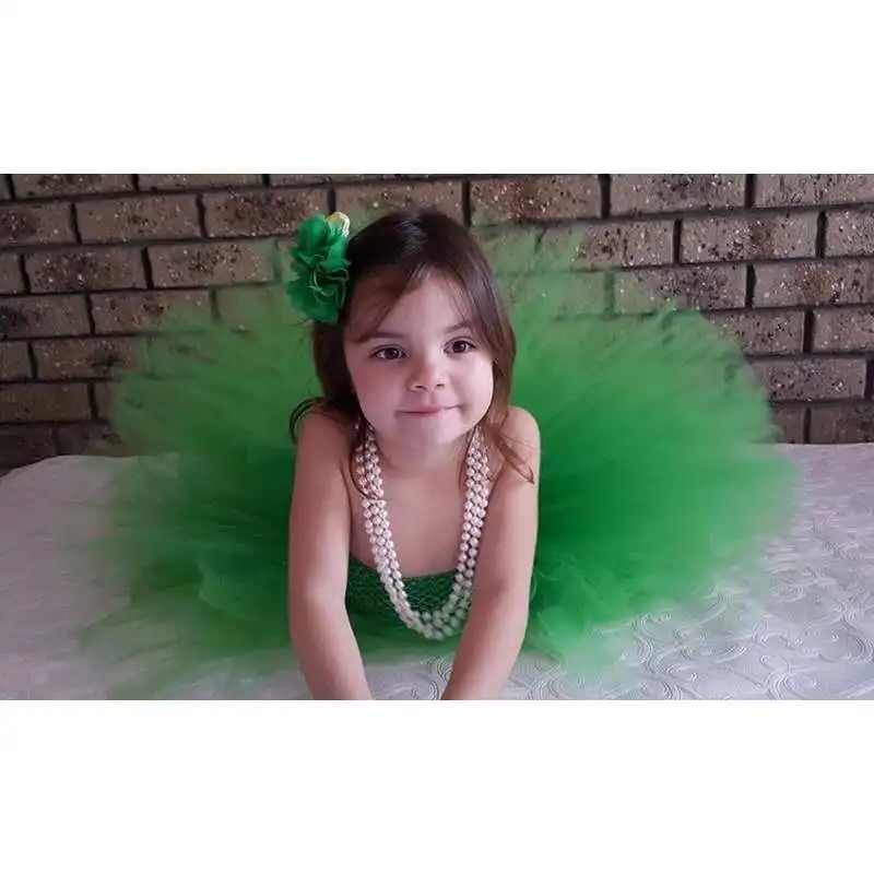 Green Flowers Girls Tutu Dress St Patricks Day Costume For Kids St. Patrick's Day Party Dress Up Holiday Dresses For Girls