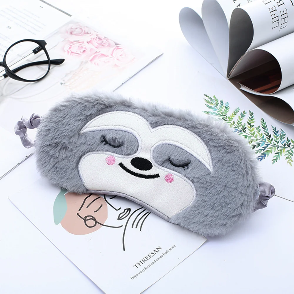 Cute Sloth Cartoon Sleep Eye Mask Plush Eye Cover Sort Sleeping Mask Travel Naps Rest Eye Patches for Women Man to Sleep Better