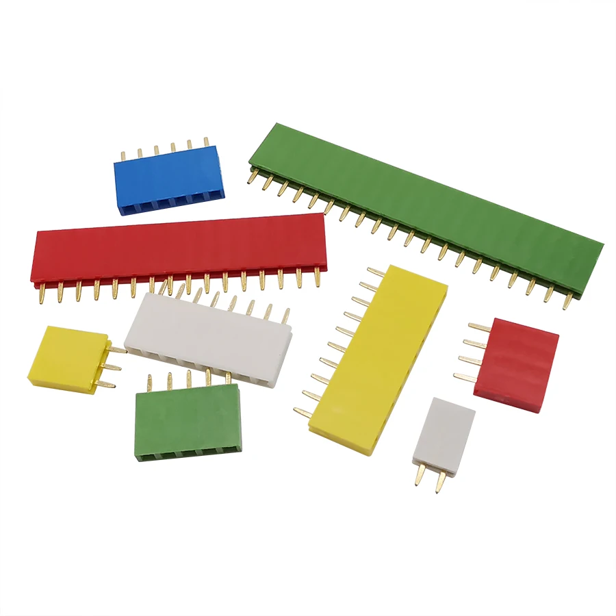 10Pcs 2.54mm Pitch Single Row Female 2/3/4/5/6/8/10/16/20/40P Pin Header Socket Connector Colourful For Arduino PCB Board