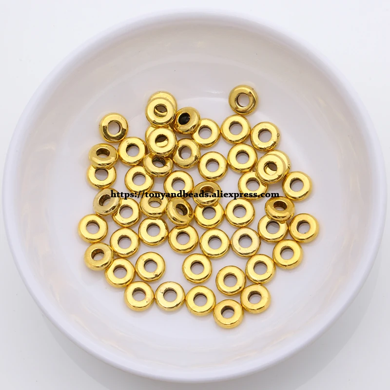 (50 Stück / Los!) Europäischer Spacer-Charm-Verbinder, Crimp-Endperlen aus Legierung in Antikgoldfarbe, geeignet für die Armbandherstellung. – Detail 27