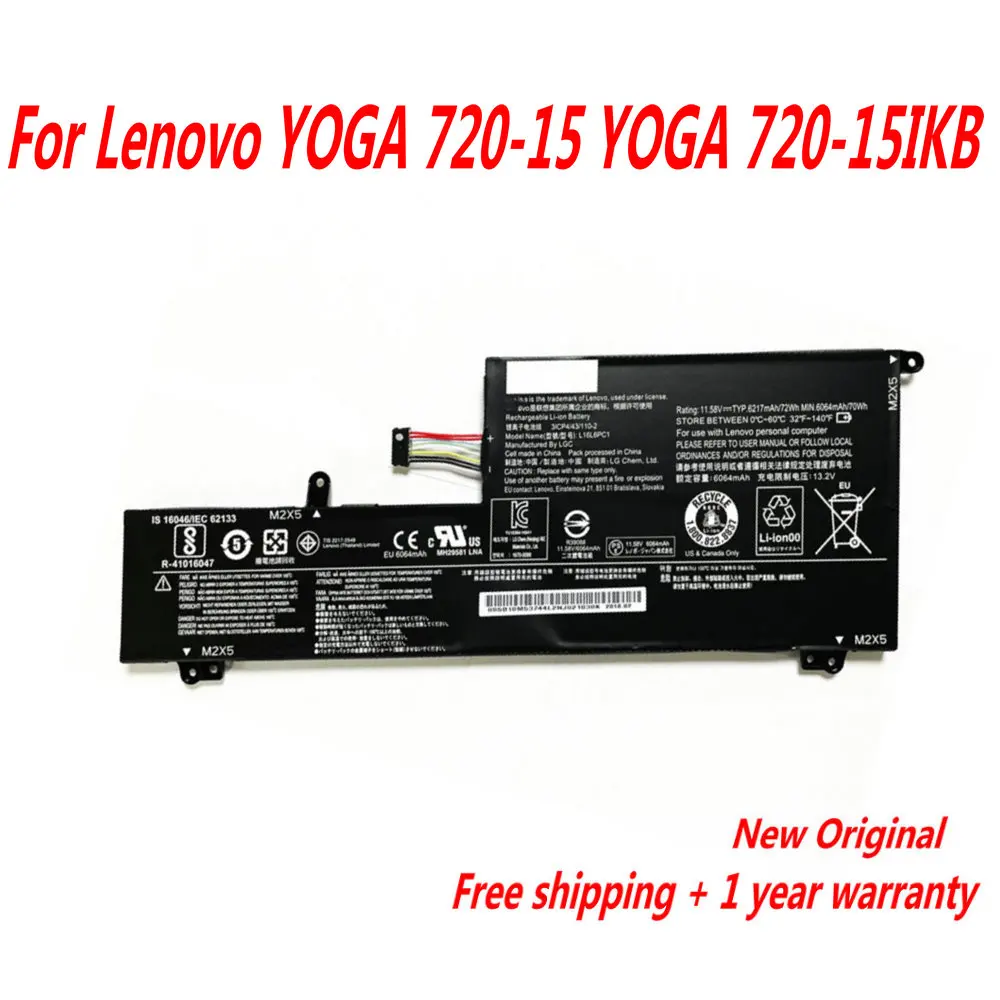 

NEW L16C6PC1 L16L6PC1 L16M6PC1 Laptop Battery For Lenovo YOGA 720-15 YOGA 720-15IKB 11.52V 72WH 5B10M53743 5B10M53744