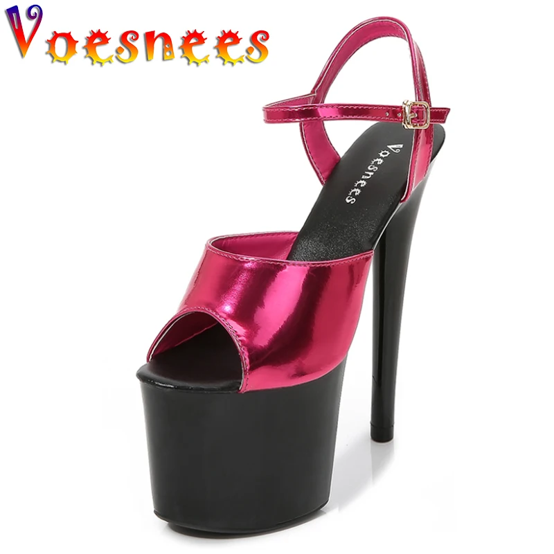 Stripper Shoes Women Sexy Show Sandals 15 17 20 CM High Heels Platform Modern Sandals Sexy Color Sandals Girls Shoe for Party