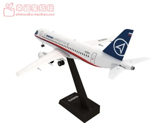 Vehicle Aircraft Sukhoi Super jet100 3d Paper Model DIY Handmade