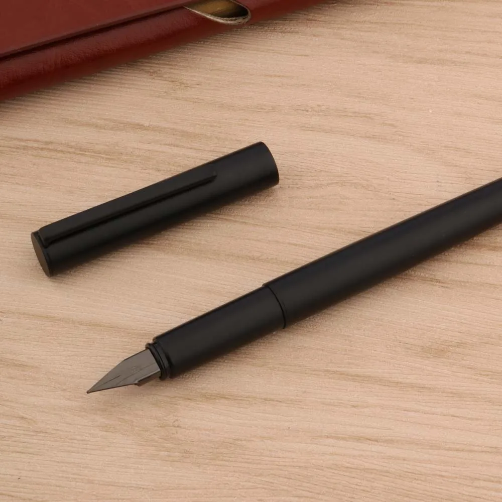 JINHAO 35 pluma estilográfica de acero inoxidable, plumín negro esmerilado, papelería, suministros escolares de oficina, alta calidad