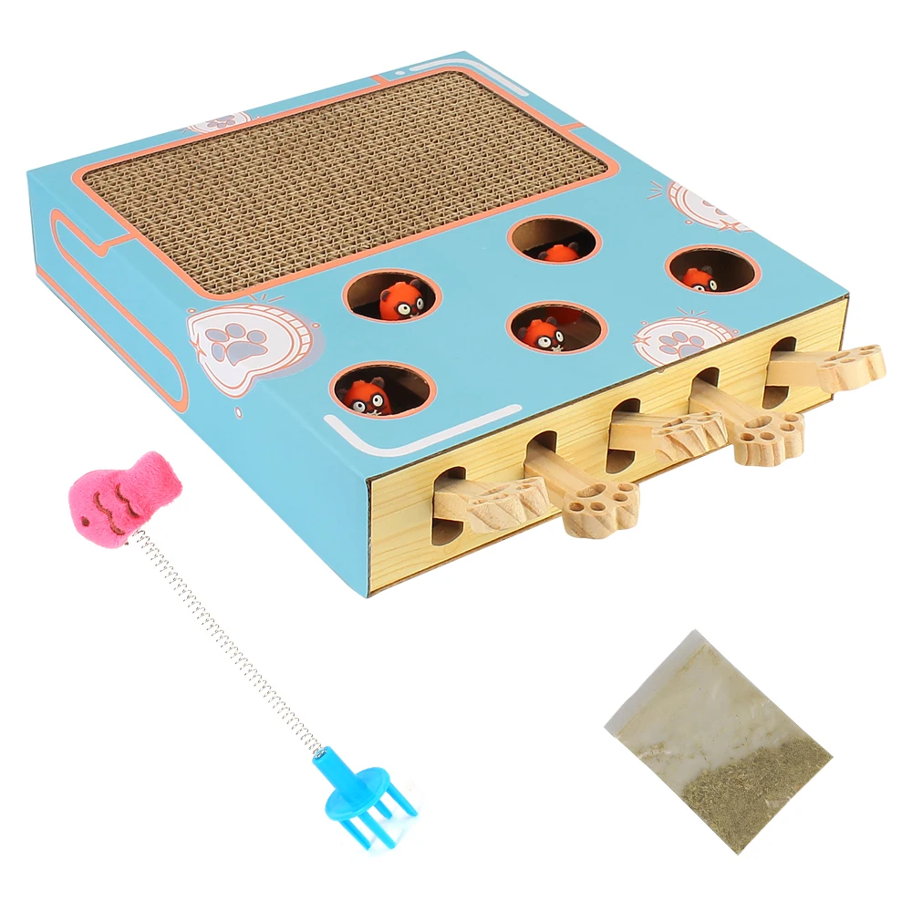 Funny Cat Stick 3 in 1 Cat Game Box Maze Interactive Educational Cat Toy Chase Hunt Mouse With Scratcher Cat Hit Gophers