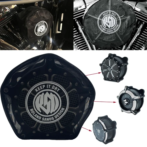 RSD-calcetín de lluvia impermeable negro para Harley Touring Sportster 1200 Softail Dyna Road King Electra Glide para Kit de limpieza de filtro de aire