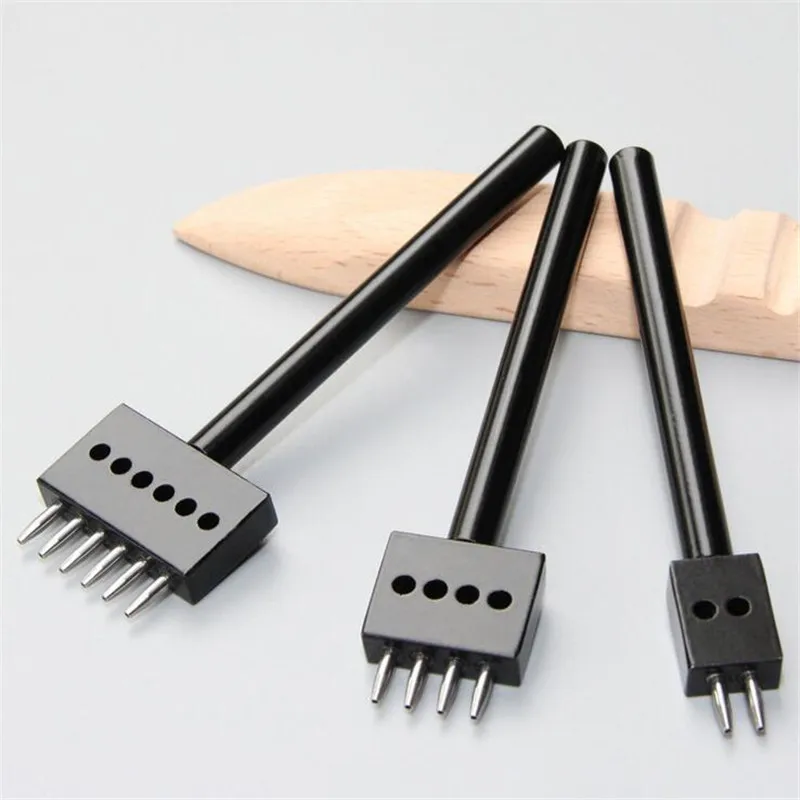 3/4/5/6mm Classic Round Row Punching Tool DIY Leather Pitch Round Spacing Hole Punch Lacing Stitching Hand Sewing Thread Tool