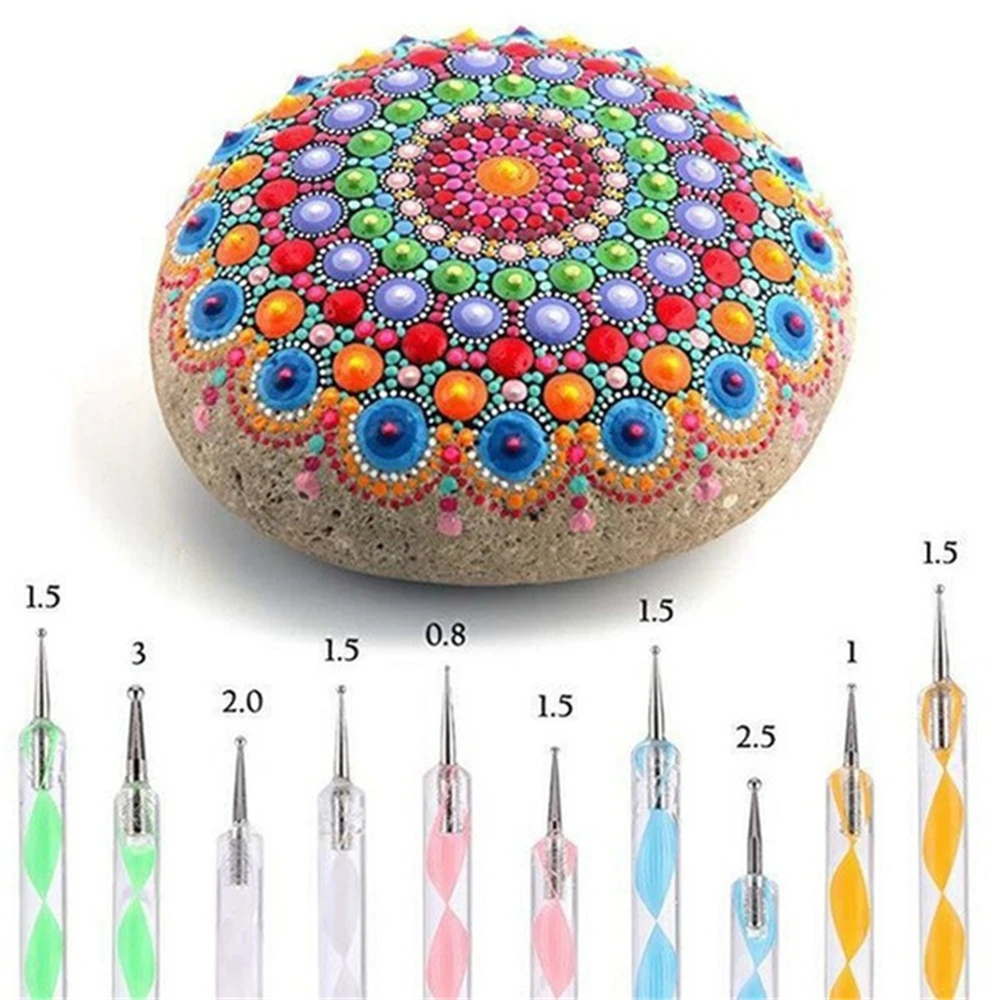 16PCS Mandala Dotting Tools Painting Stencils DIY Stone Embossing Starter Drawing Stylus Pens Art Kit